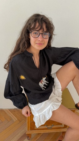 Блуза Blanca black linen 