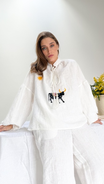 Блуза Blanca white linen 