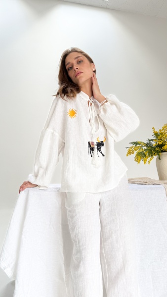 Блуза Blanca white linen 