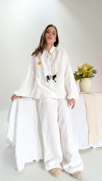 Блуза Blanca white linen 