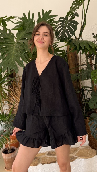 Блуза Eva black linen 