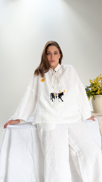 Блуза Blanca white linen 