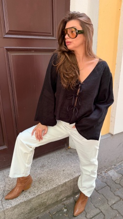 Блуза Eva black linen 